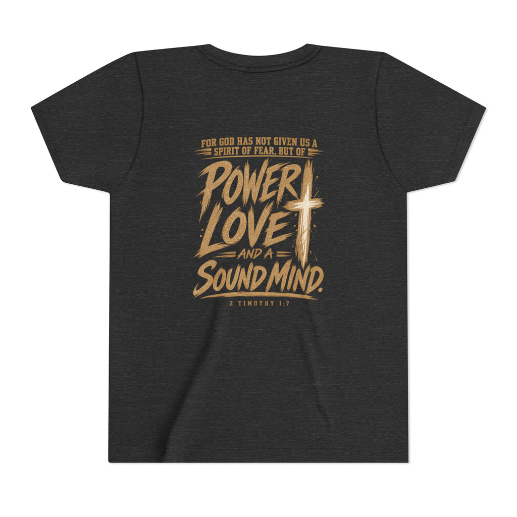 Youth Tee — “Power, Love, Sound Mind” Christian Graphic Tee