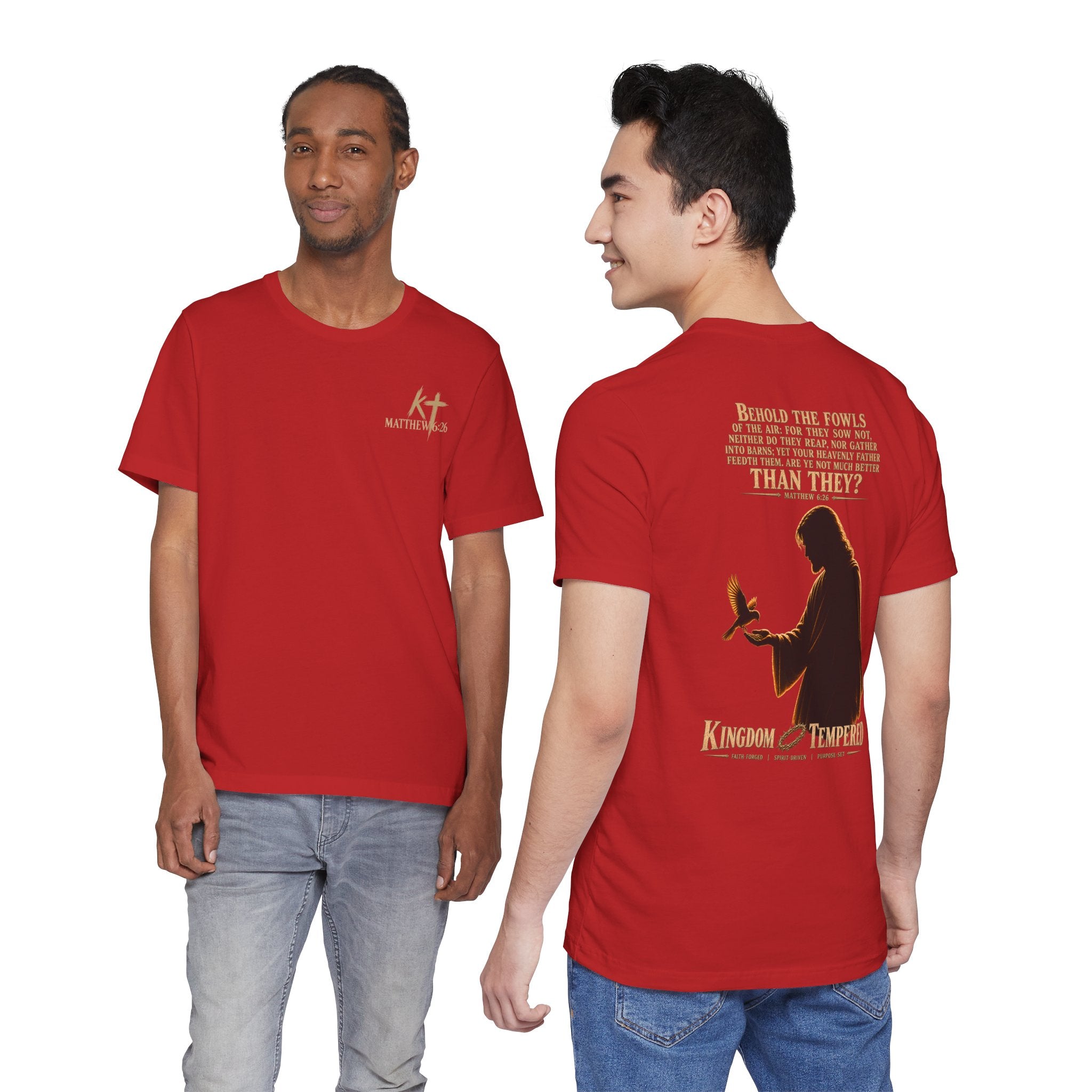 Kingdom & Tempted Christian Tee — Matthew 6:26 Inspirational T‑Shirt
