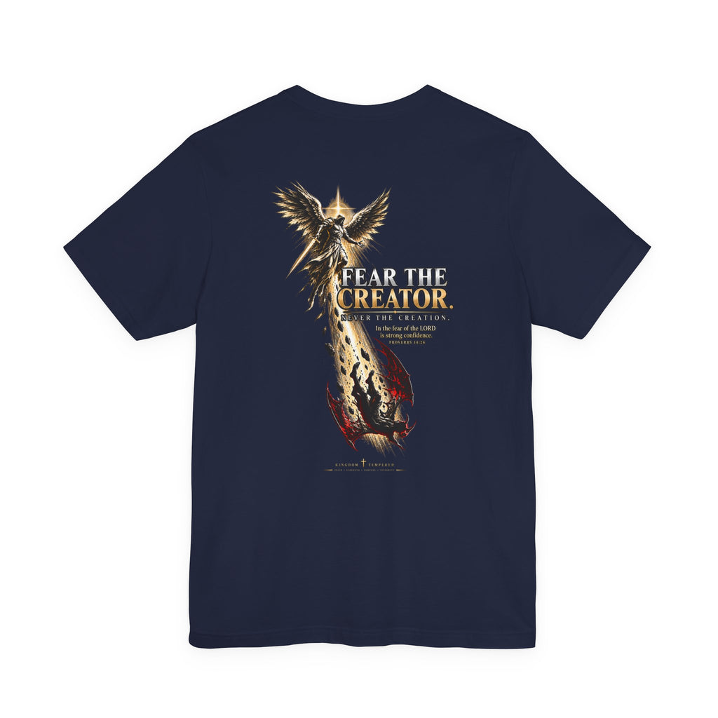 Fear the Creator Graphic Tee — Christian Cross & Winged Design