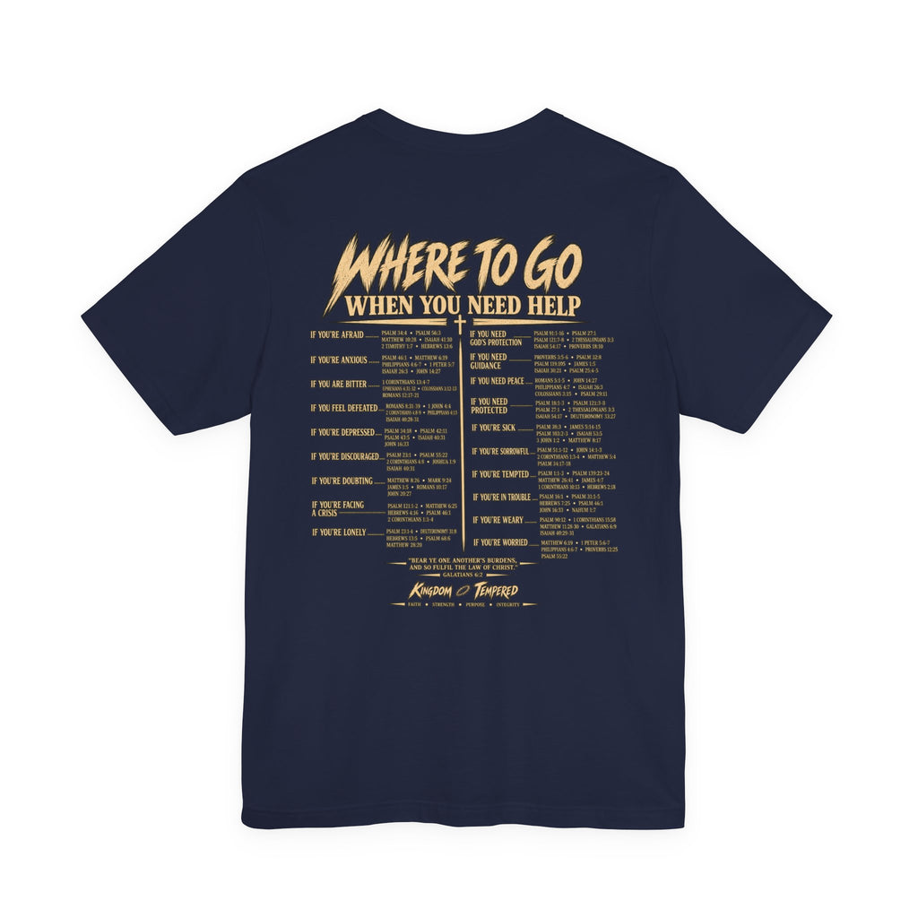 Where to Go When You Need Help Tee — Resource Guide Back Print T-Shirt