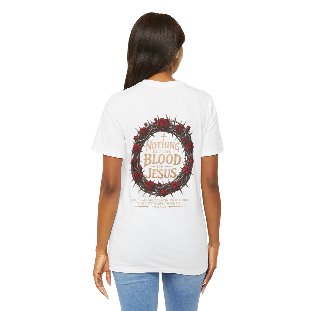 Nothing But the Blood of Jesus Tee — Christian Faith T‑Shirt with Crown of Thorns & Roses