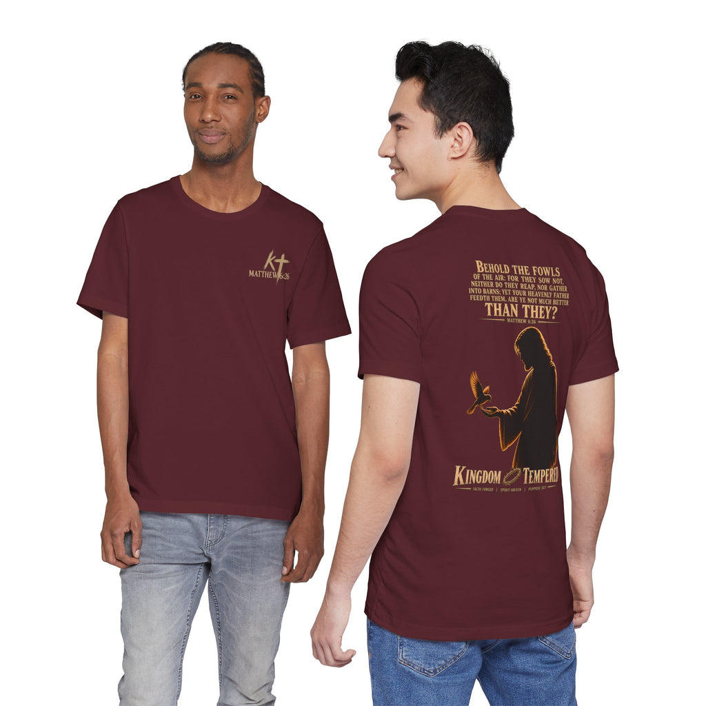 Kingdom & Tempted Christian Tee — Matthew 6:26 Inspirational T‑Shirt