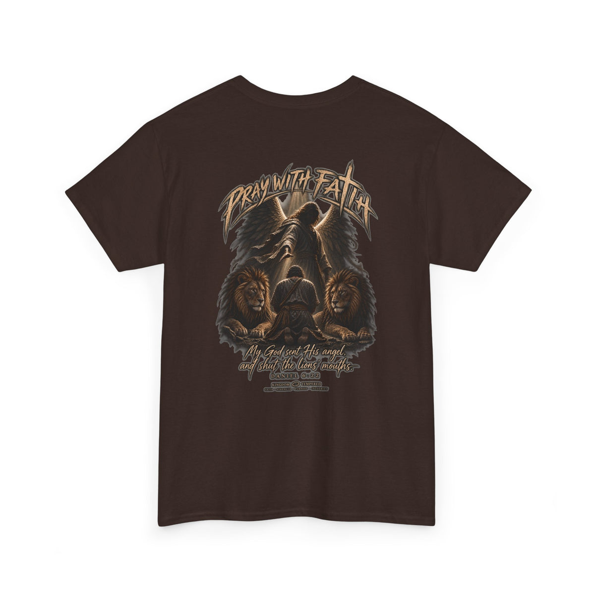 Pray With Faith Tee — Lion & Cross Christian Graphic T-Shirt