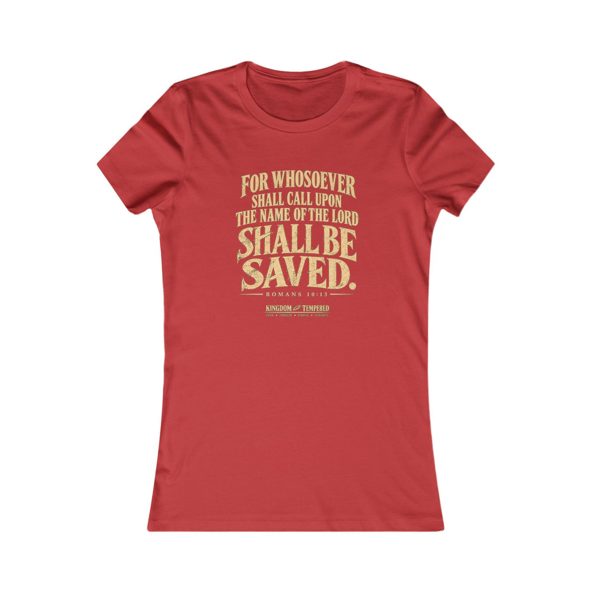Christian Bible Verse Women's Tee – "Whoever Calls On The Name... Shall Be Saved" Faith T‑Shirt