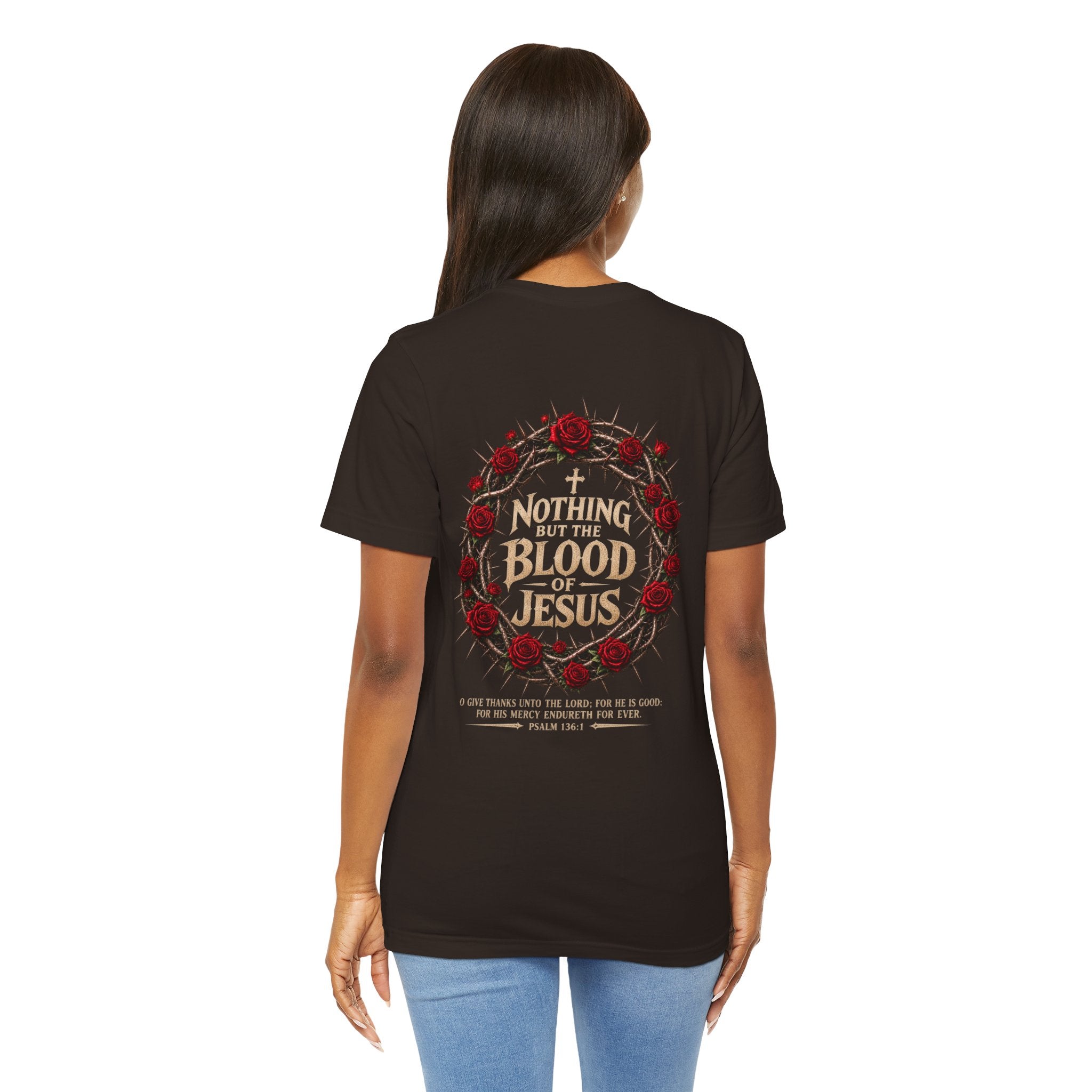 Nothing But the Blood of Jesus Tee — Christian Faith T‑Shirt with Crown of Thorns & Roses