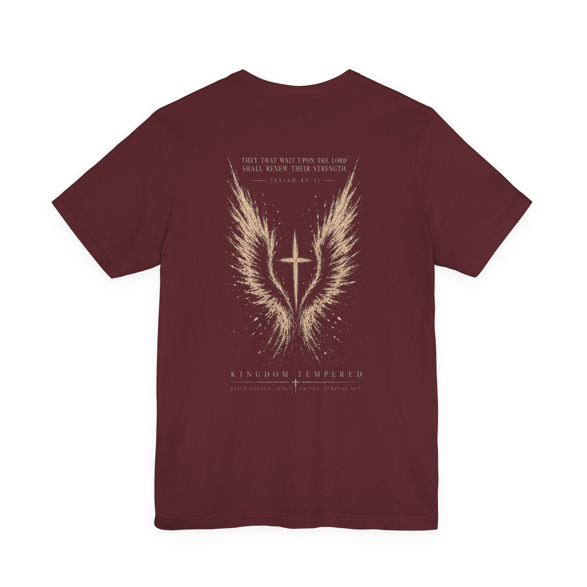Christian Wings Cross T‑Shirt — 'They That Wait Upon the Lord' Inspirational Tee