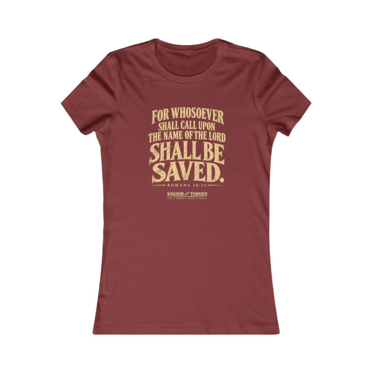 Christian Bible Verse Women's Tee – "Whoever Calls On The Name... Shall Be Saved" Faith T‑Shirt