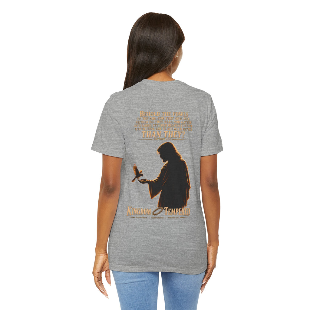 Kingdom & Tempted Christian Tee — Matthew 6:26 Inspirational T‑Shirt