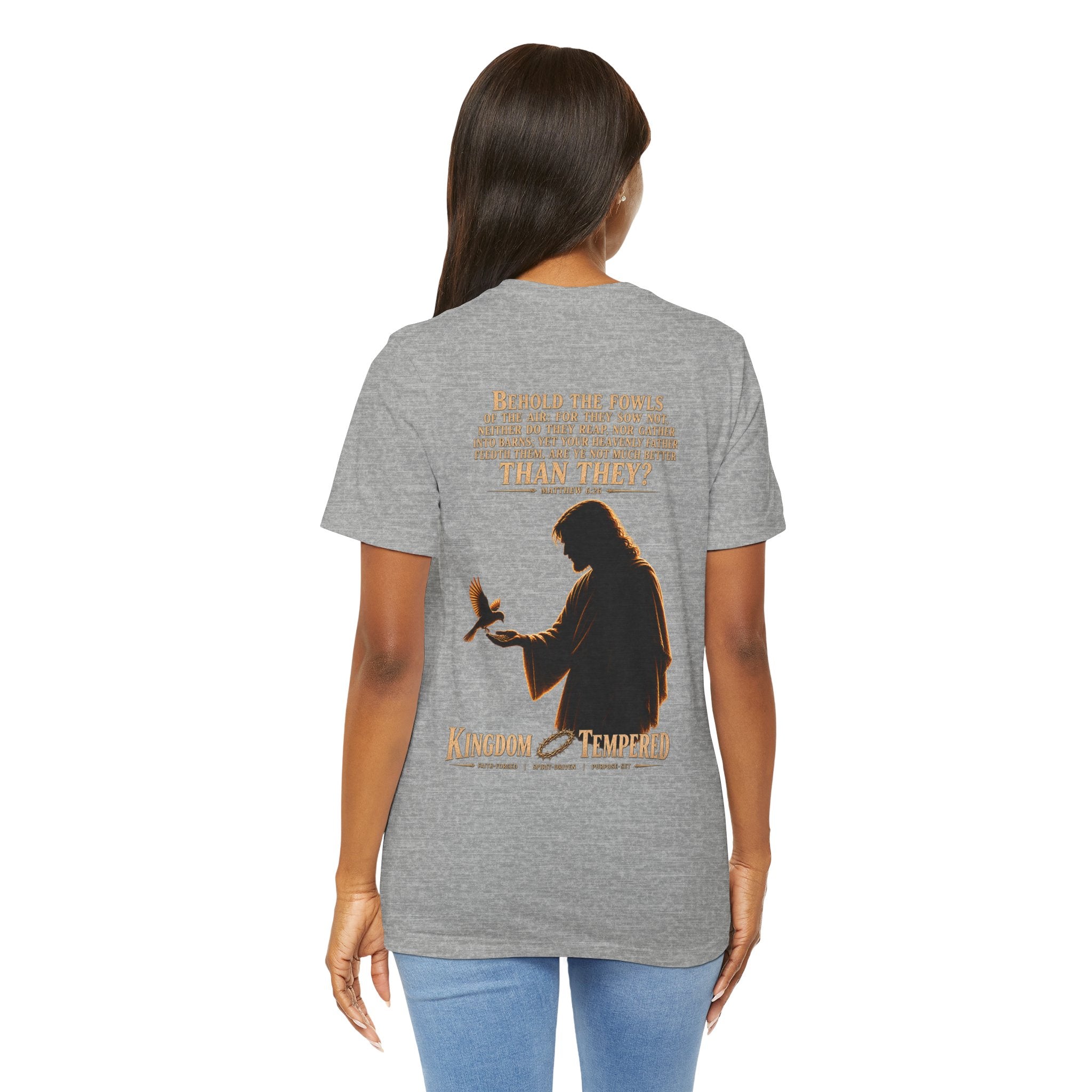 Kingdom & Tempted Christian Tee — Matthew 6:26 Inspirational T‑Shirt