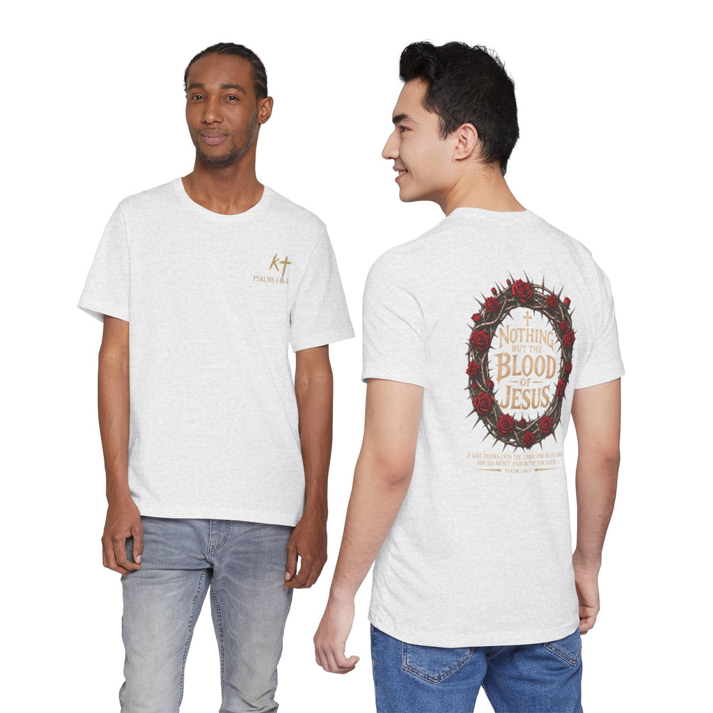 Nothing But the Blood of Jesus Tee — Christian Faith T‑Shirt with Crown of Thorns & Roses