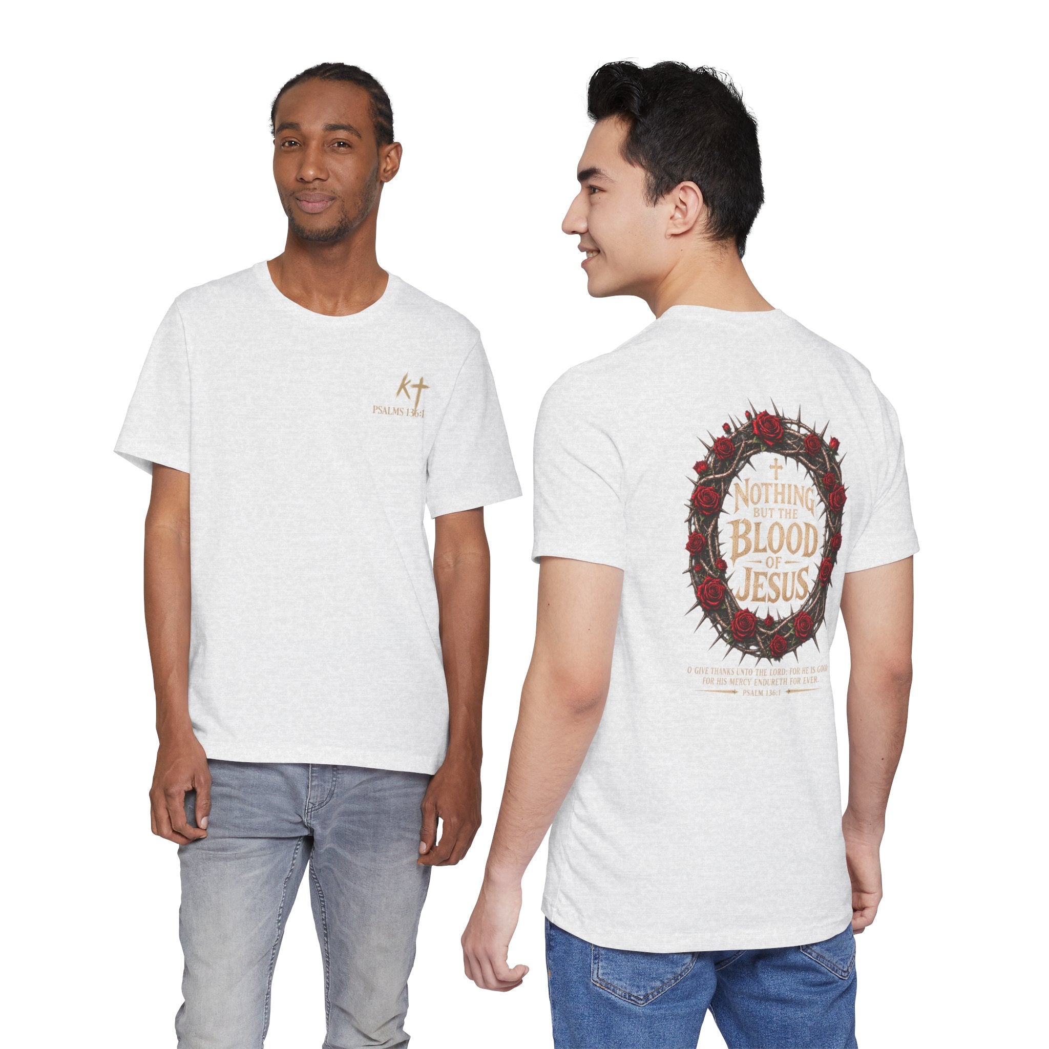 Nothing But the Blood of Jesus Tee — Christian Faith T‑Shirt with Crown of Thorns & Roses
