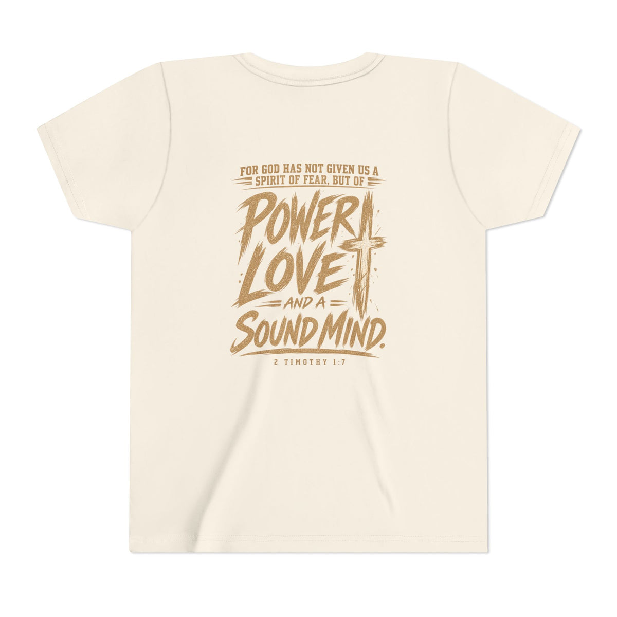 Youth Tee — “Power, Love, Sound Mind” Christian Graphic Tee