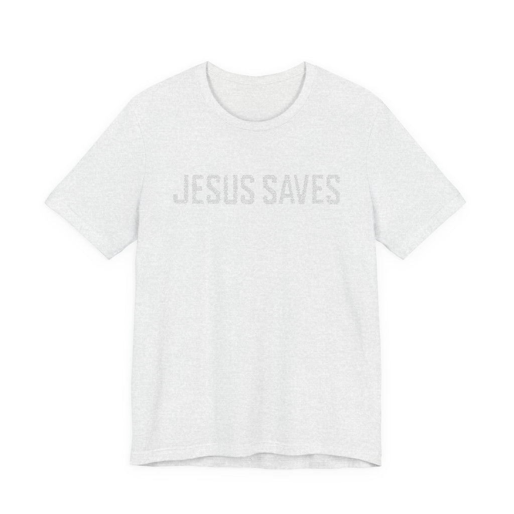 Jesus Saves written in scripture — Minimal Faith T-Shirt