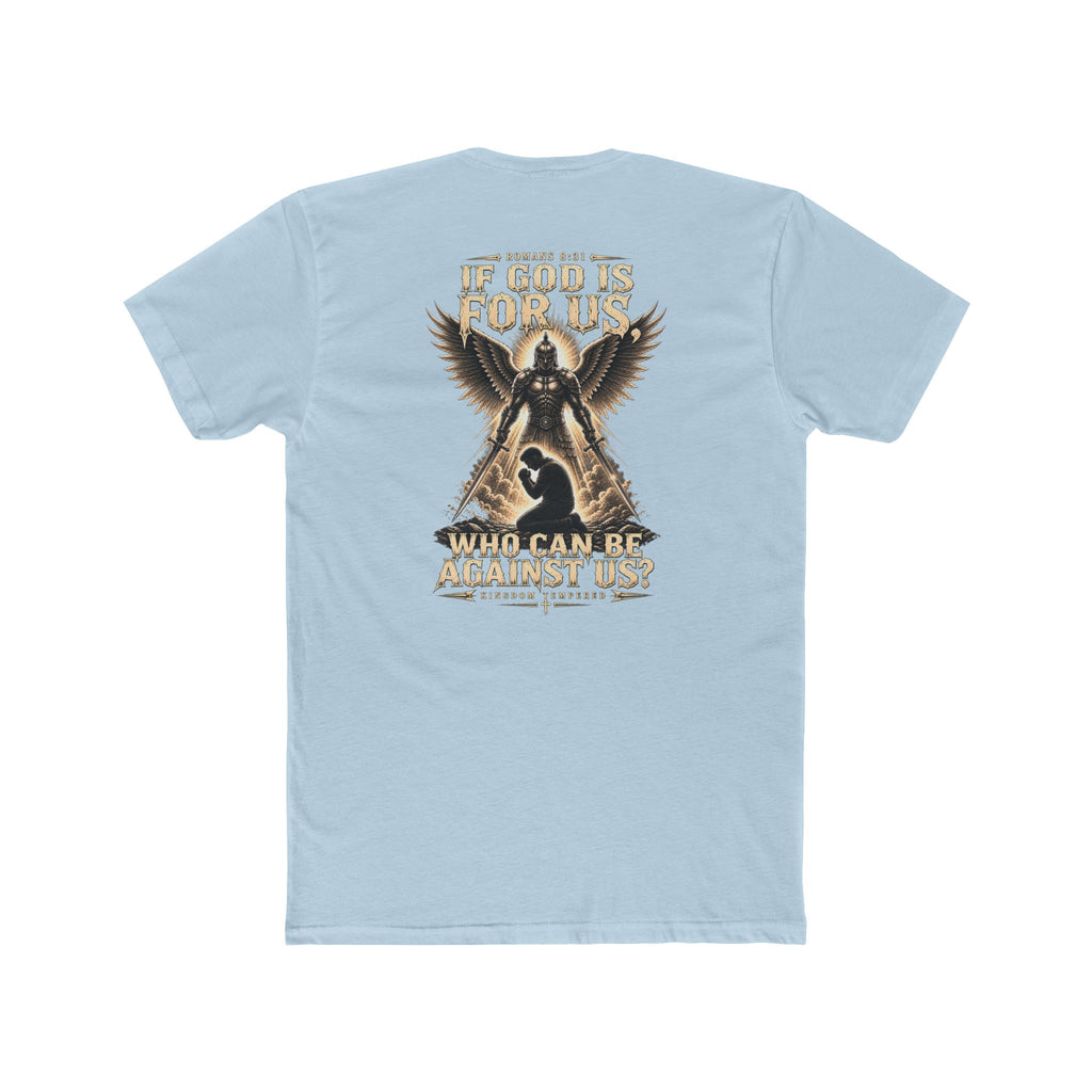 Christian Faith Tee — "If God Is For Us" Angel & Prayer Graphic T-Shirt
