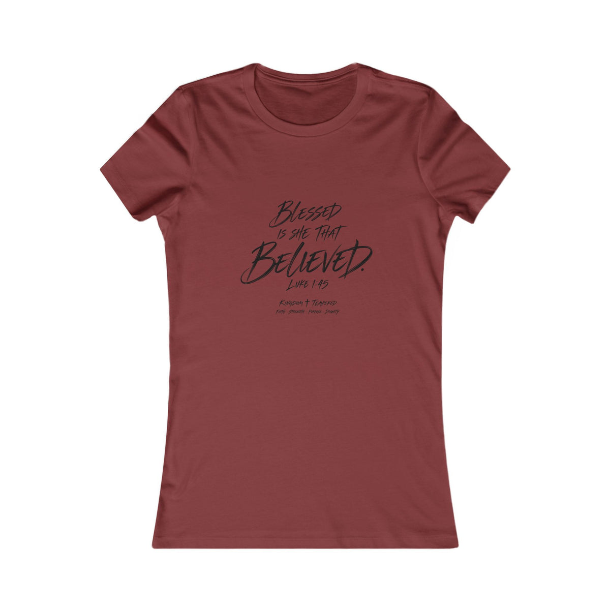 Blessed Is She That Believed Women’s Tee — Faith-Based Inspirational Shirt (Luke 1:45)