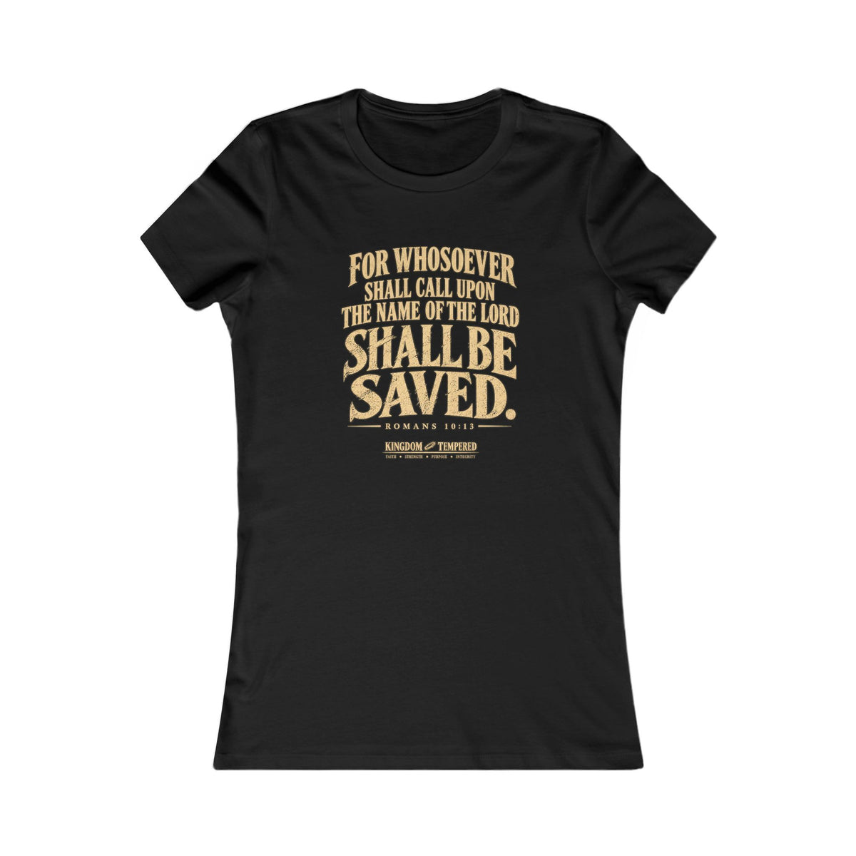 Christian Bible Verse Women's Tee – "Whoever Calls On The Name... Shall Be Saved" Faith T‑Shirt