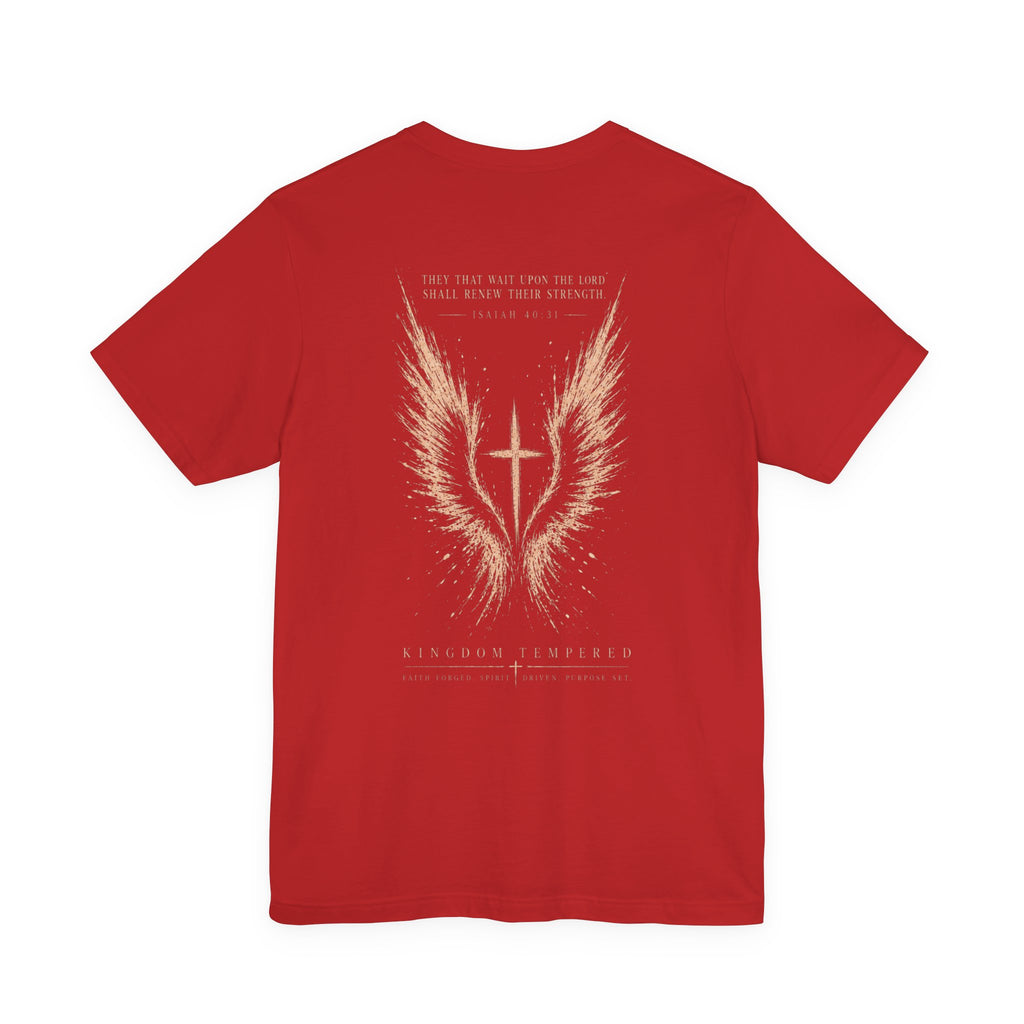 Christian Wings Cross T‑Shirt — 'They That Wait Upon the Lord' Inspirational Tee