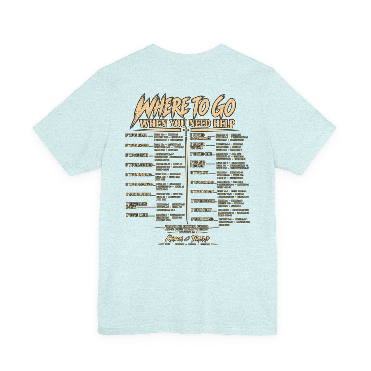 Where to Go When You Need Help Tee — Resource Guide Back Print T-Shirt
