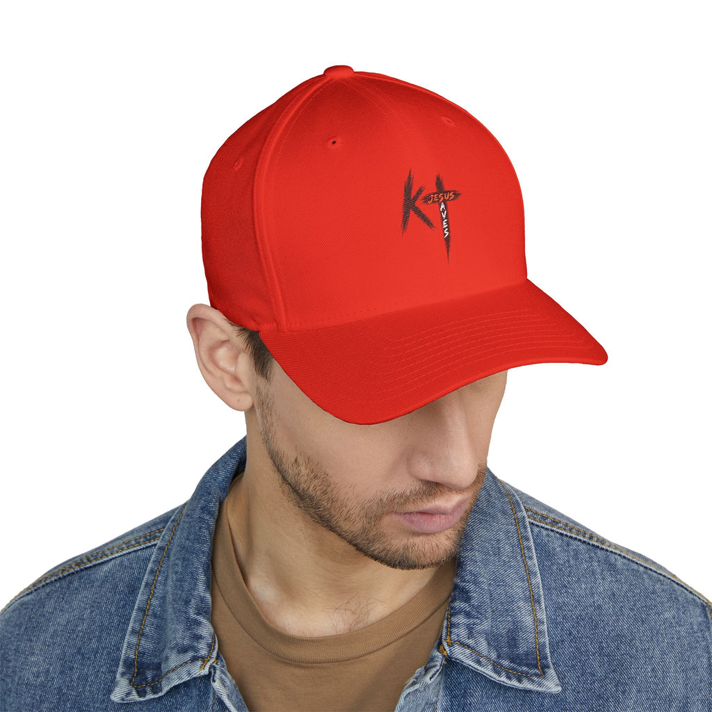 Embroidered 'KT' Cross Logo Cap — Structured Closed-Back Baseball Hat