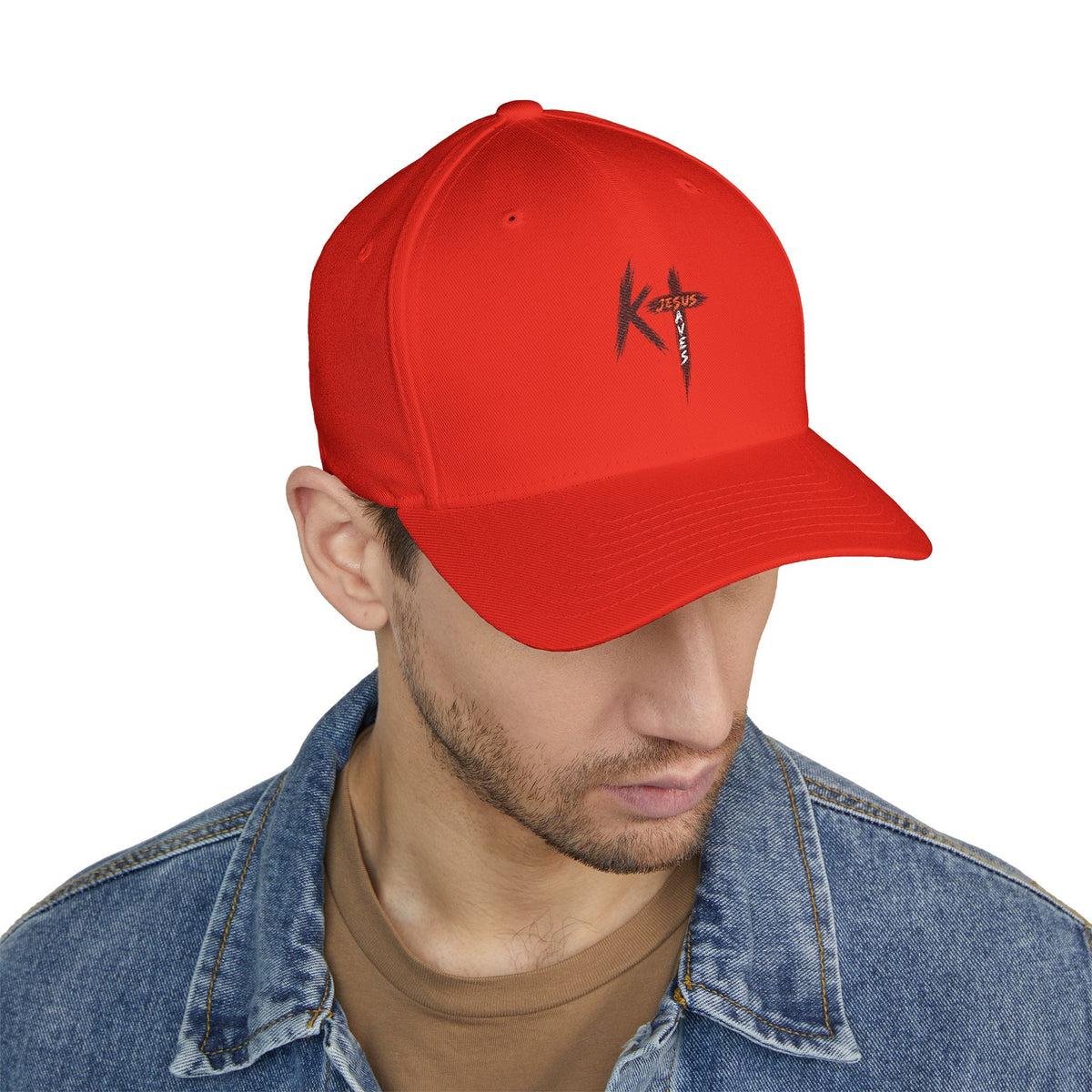 Embroidered 'KT' Cross Logo Cap — Structured Closed-Back Baseball Hat
