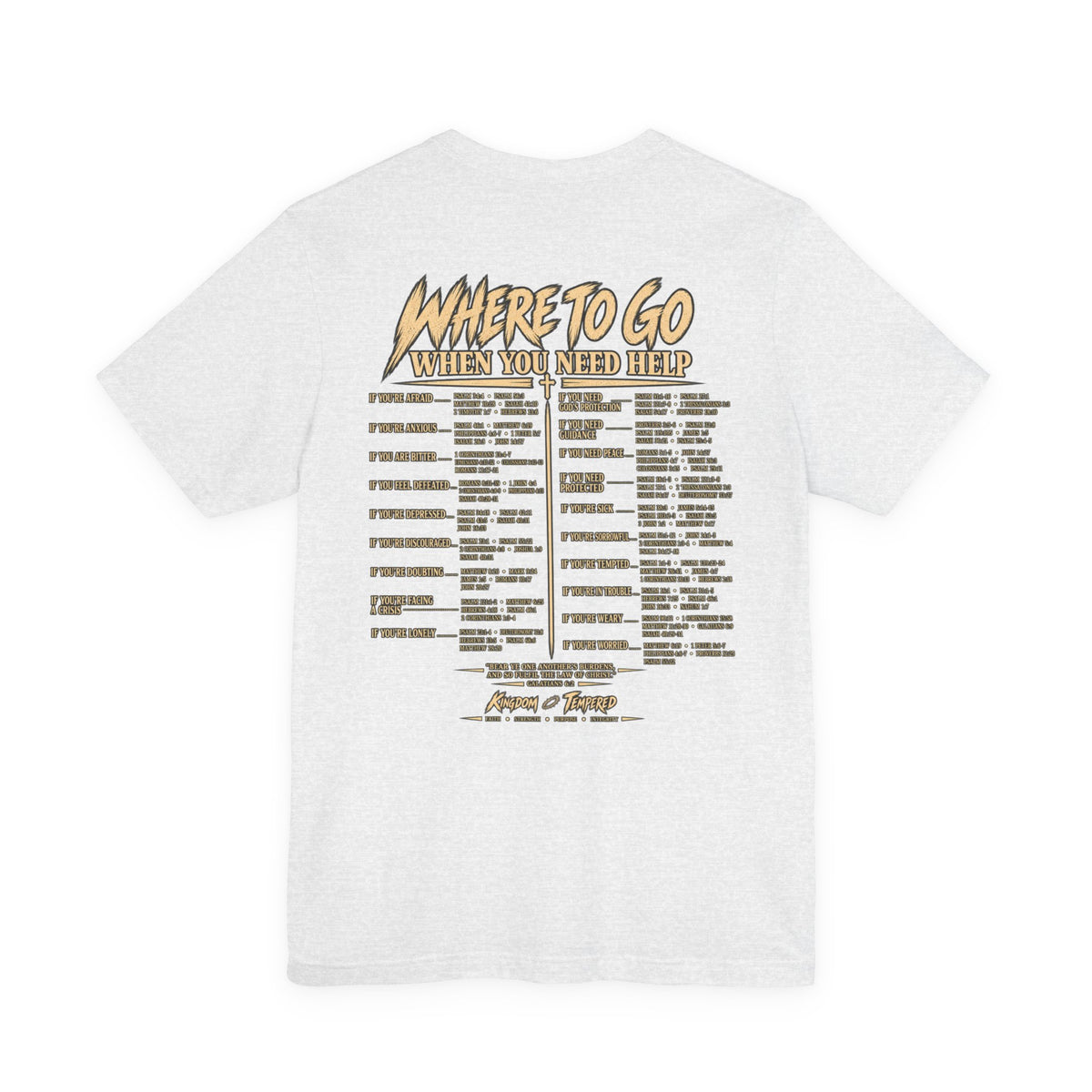 Where to Go When You Need Help Tee — Resource Guide Back Print T-Shirt