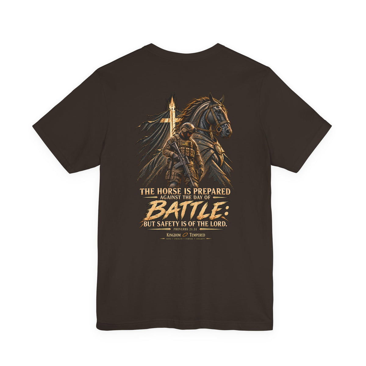 Battle-Ready Knight T-Shirt — 'The Horse Is Prepared for Battle' Christian Warrior Tee