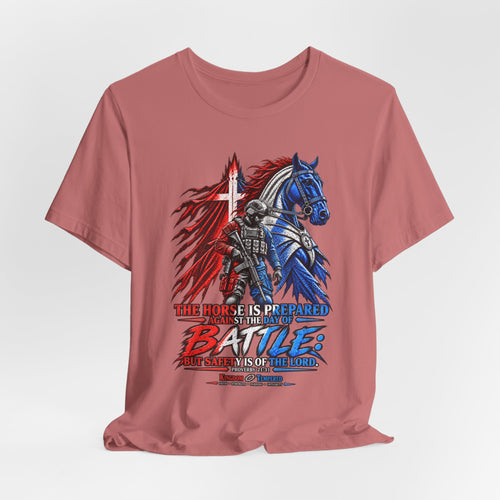 Battle Knight Tee — Patriotic Red & Blue Knight Horse Graphic T-Shirt