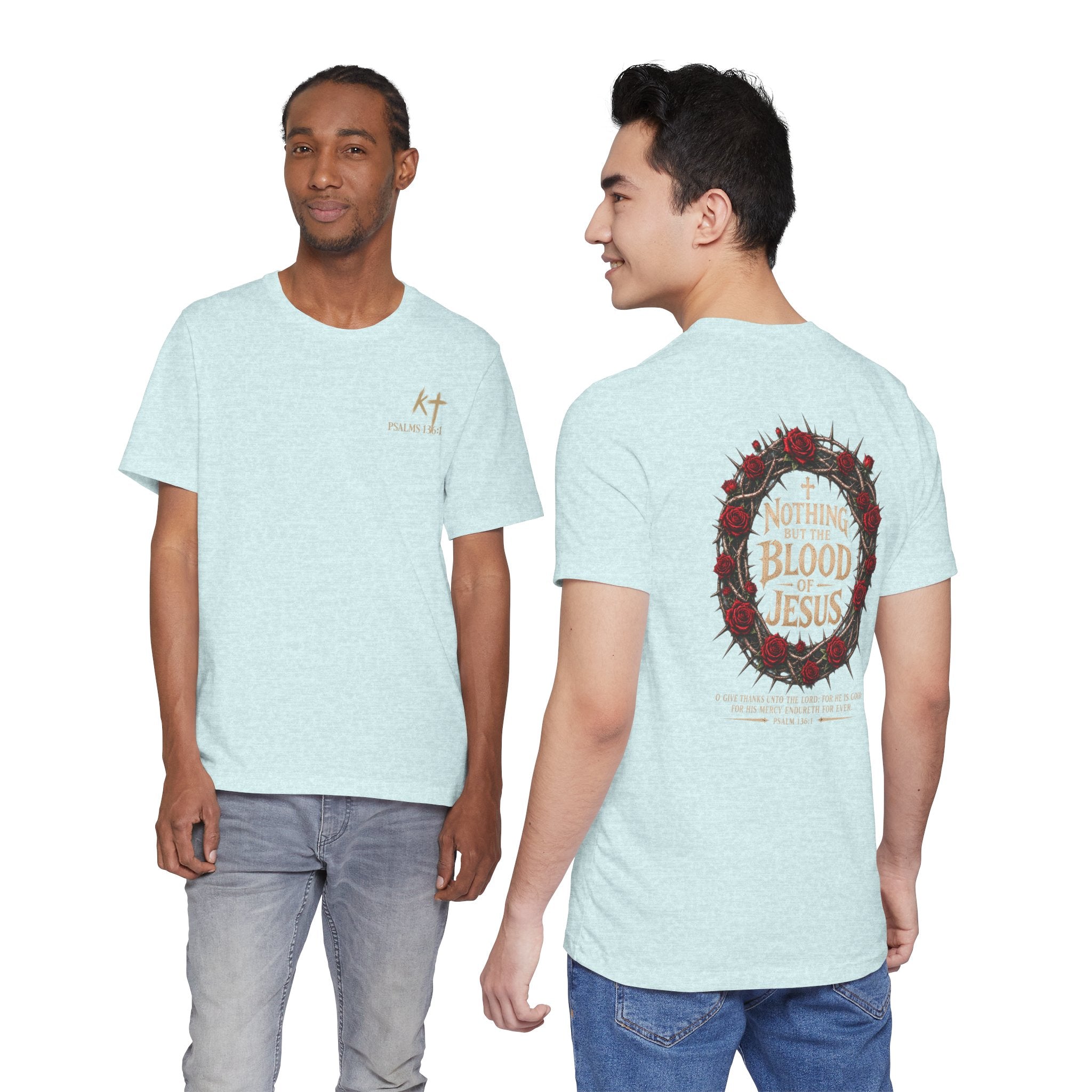 Nothing But the Blood of Jesus Tee — Christian Faith T‑Shirt with Crown of Thorns & Roses