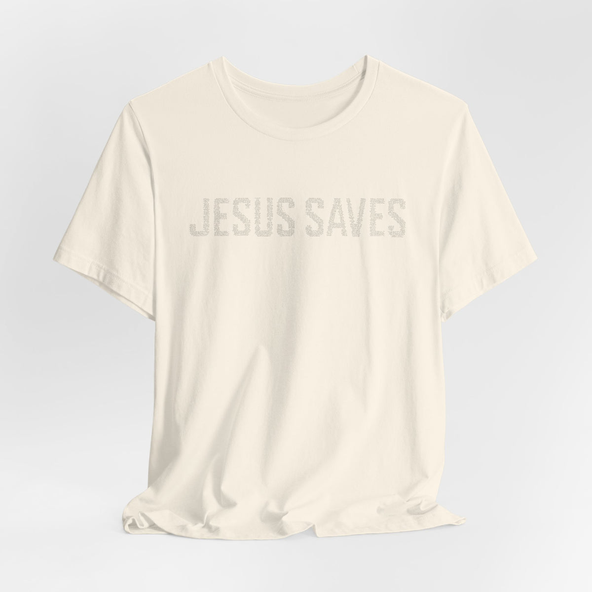 Jesus Saves written in scripture — Minimal Faith T-Shirt