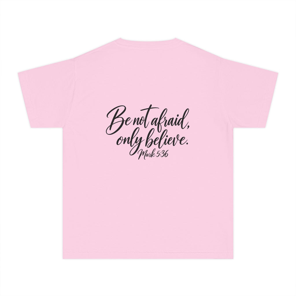 Faith Over Fear Youth Tee Black Lettering — 'Be not afraid, only believe' Inspirational Christian Shirt