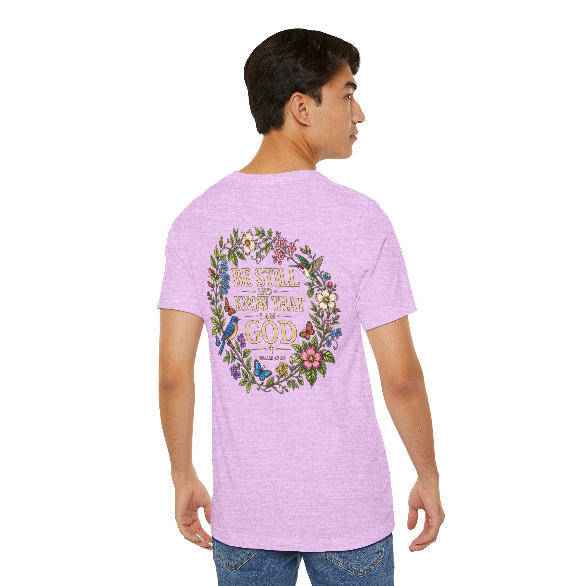 Be Still and Know Tee — Floral Christian Scripture T‑Shirt (Psalm 46:10)