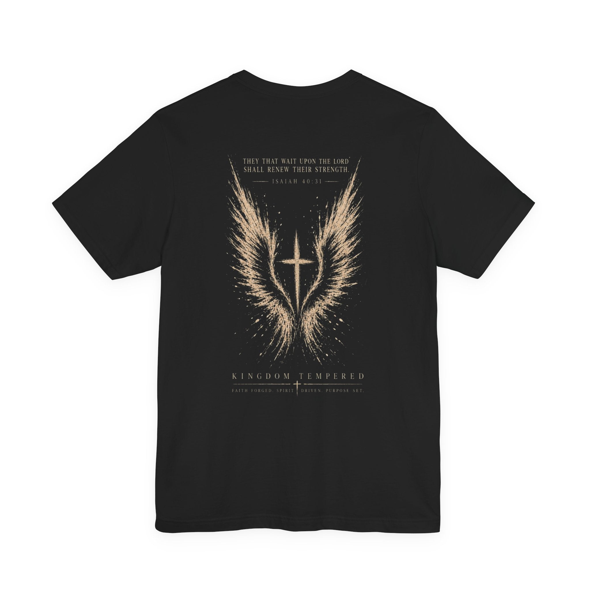 Christian Wings Cross T‑Shirt — 'They That Wait Upon the Lord' Inspirational Tee