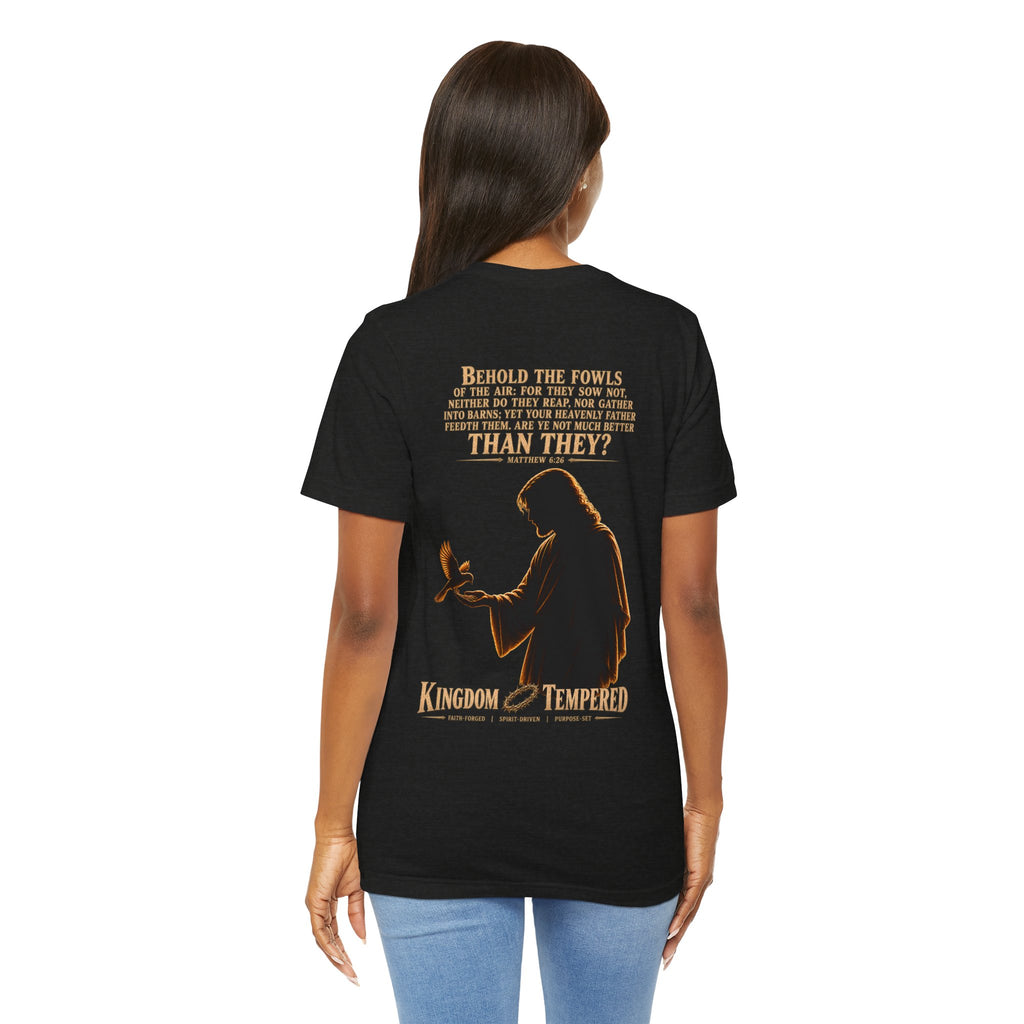 Kingdom & Tempted Christian Tee — Matthew 6:26 Inspirational T‑Shirt
