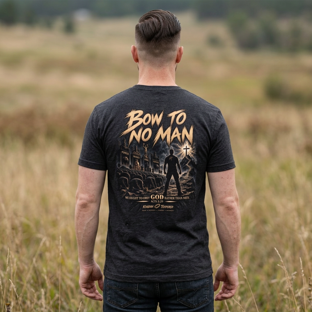 Bow To No Man Graphic Tee — Christian Faith Cross Shirt
