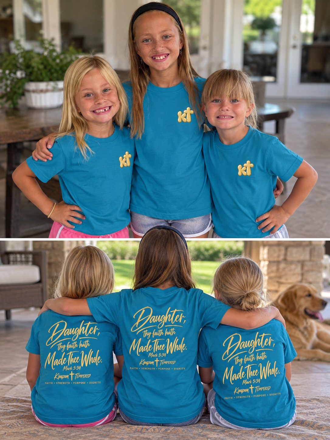 Youth Tee — “Daughter, Thy Faith Hath Made Thee Whole” Inspirational Christian Shirt