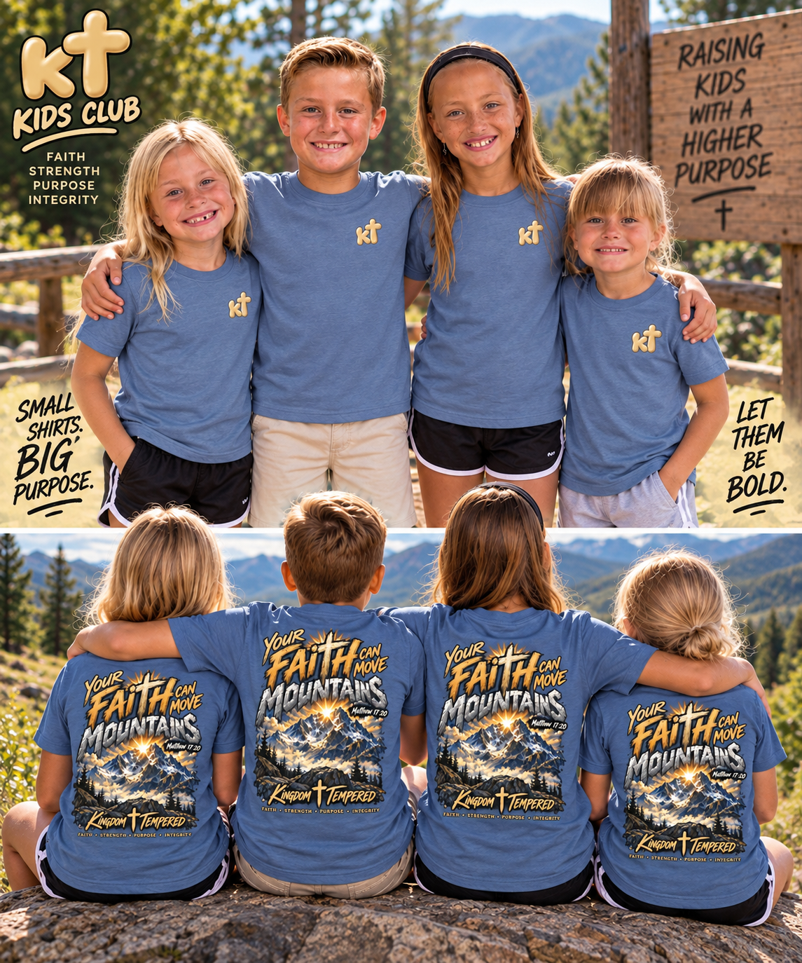 Youth Tee — "Your Faith Can Move Mountains" Mountain Graphic Christian Shirt
