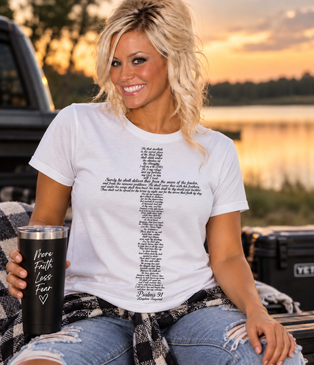 Women’s Faith Tee — Cross Scripture Text Holy Bible Christian Shirt