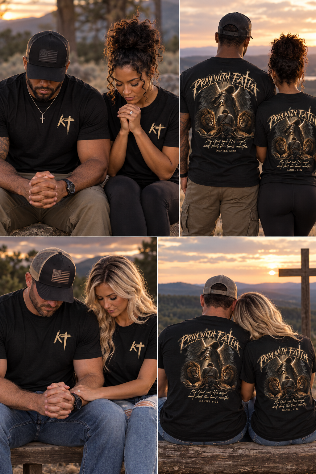 Pray With Faith Tee — Lion & Cross Christian Graphic T-Shirt