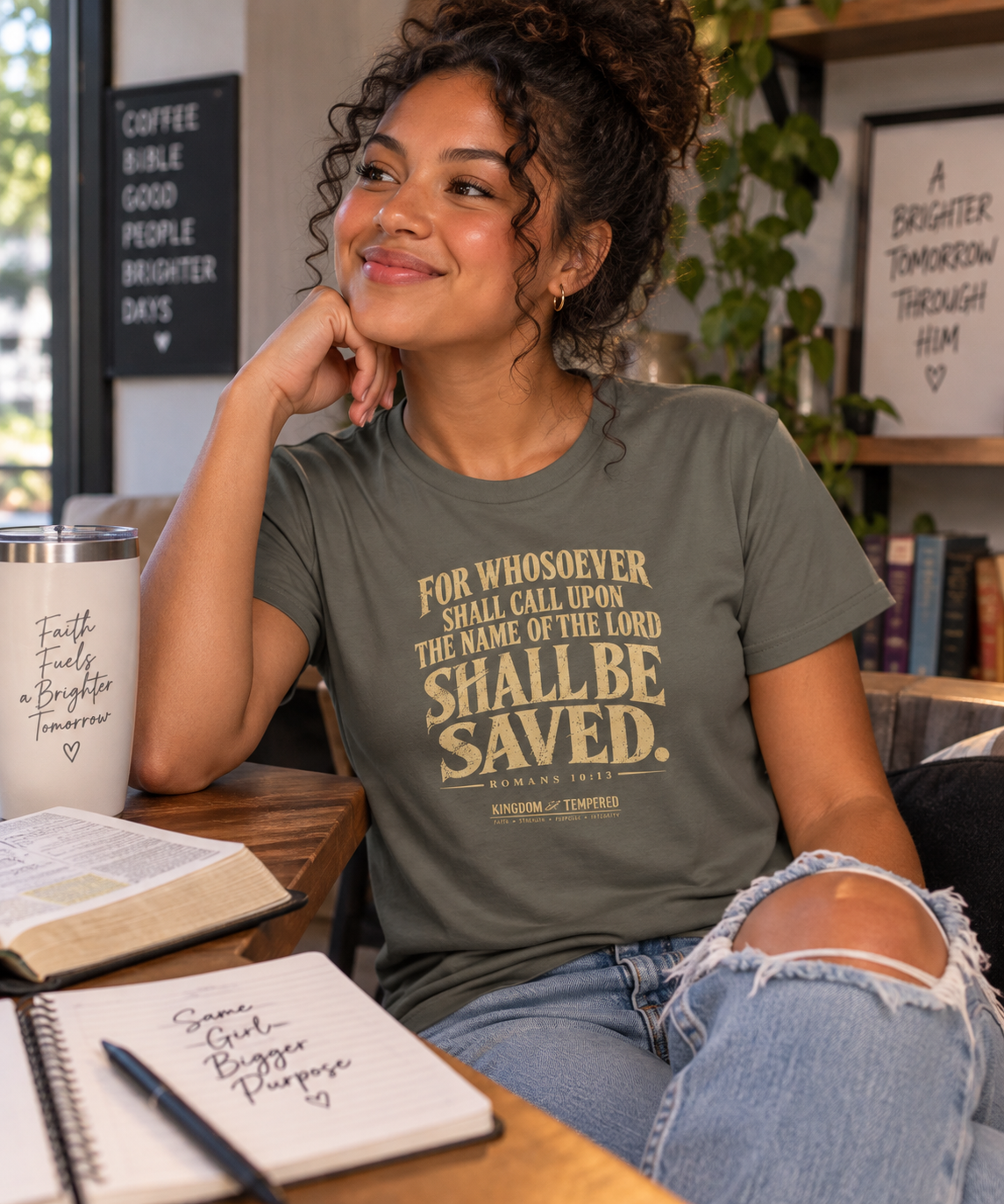 Christian Bible Verse Women's Tee – "Whoever Calls On The Name... Shall Be Saved" Faith T‑Shirt