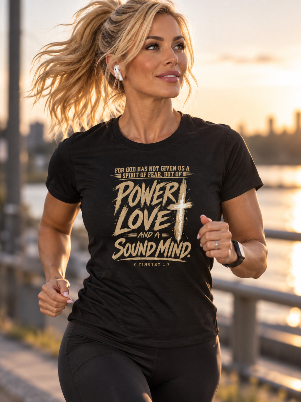Women's Graphic Tee — "Power, Love, and a Sound Mind" Inspirational Bible Verse Shirt