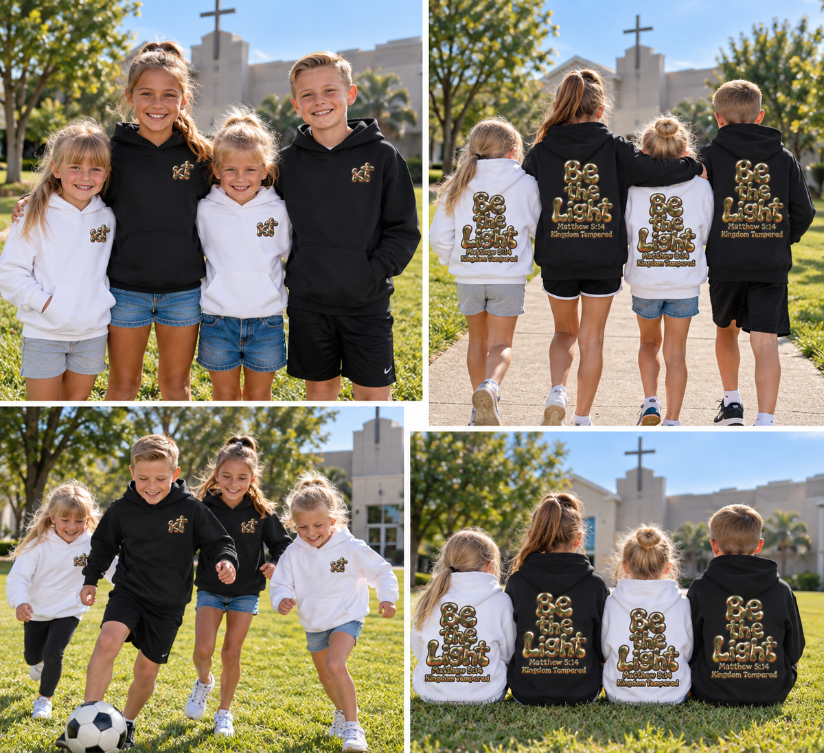 Youth Hoodie — "Be the Light" Inspirational Christian Graphic