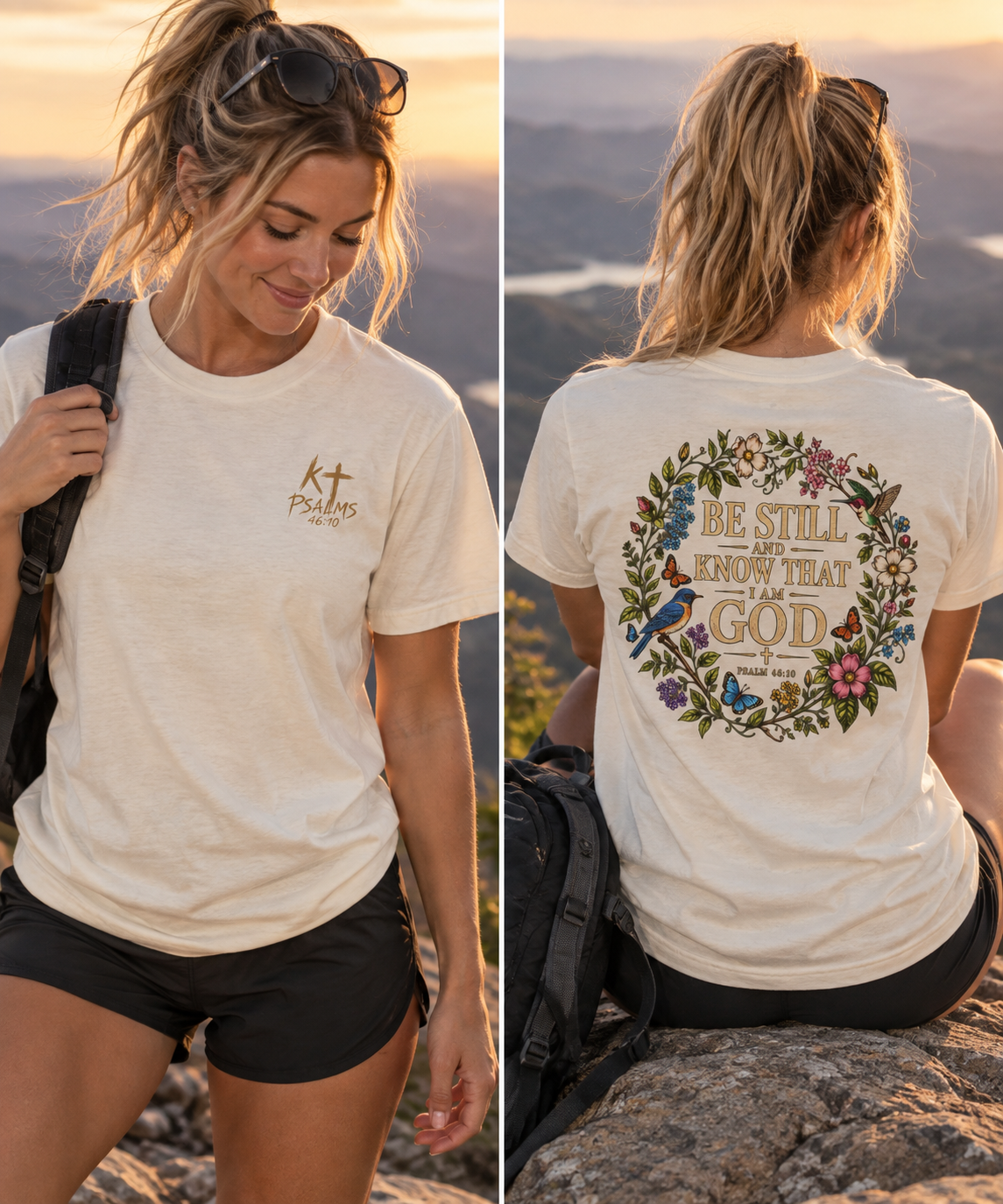 Be Still and Know Tee — Floral Christian Scripture T‑Shirt (Psalm 46:10)