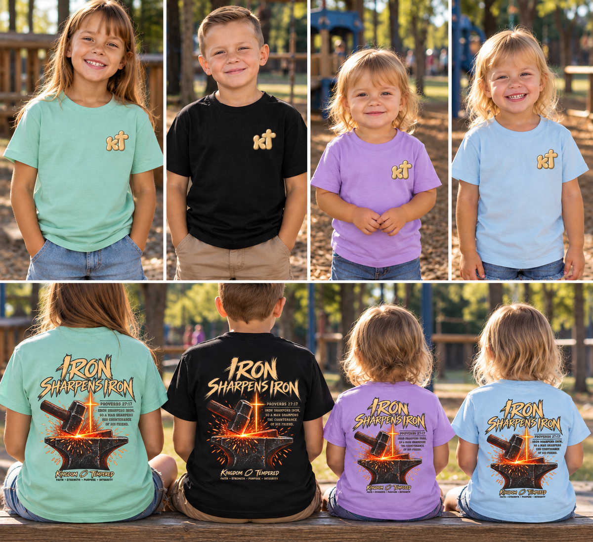 Youth Tee — "Iron Sharpens Iron" Christian Anvil Graphic Shirt