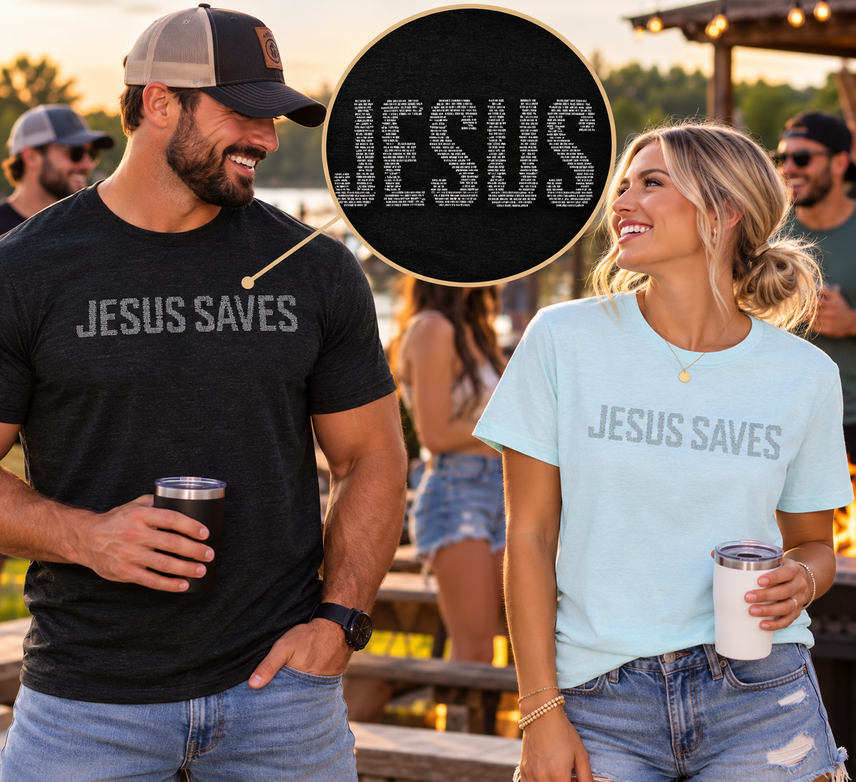 Jesus Saves written in scripture — Minimal Faith T-Shirt