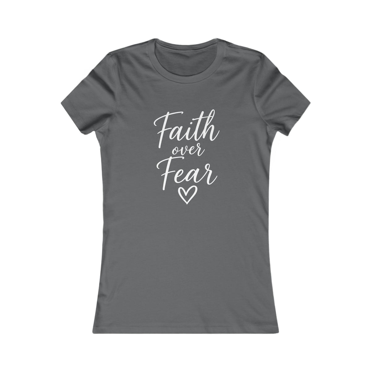 Faith Over Fear Women’s Tee White Wording– Inspirational Christian Graphic T-Shirt