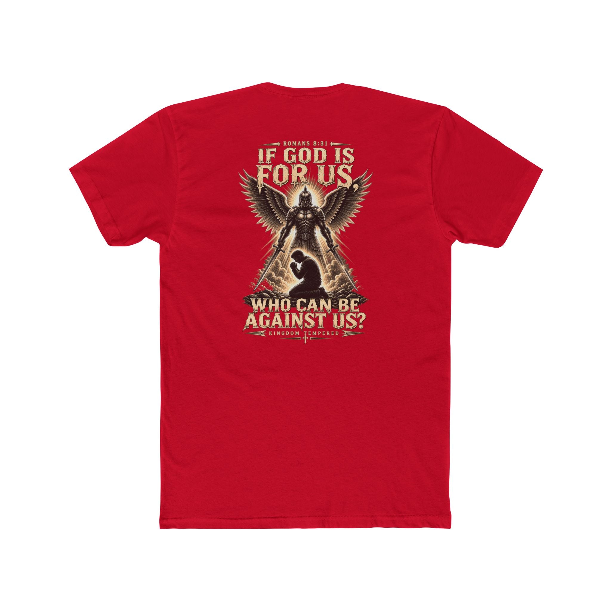 Christian Faith Tee — "If God Is For Us" Angel & Prayer Graphic T-Shirt