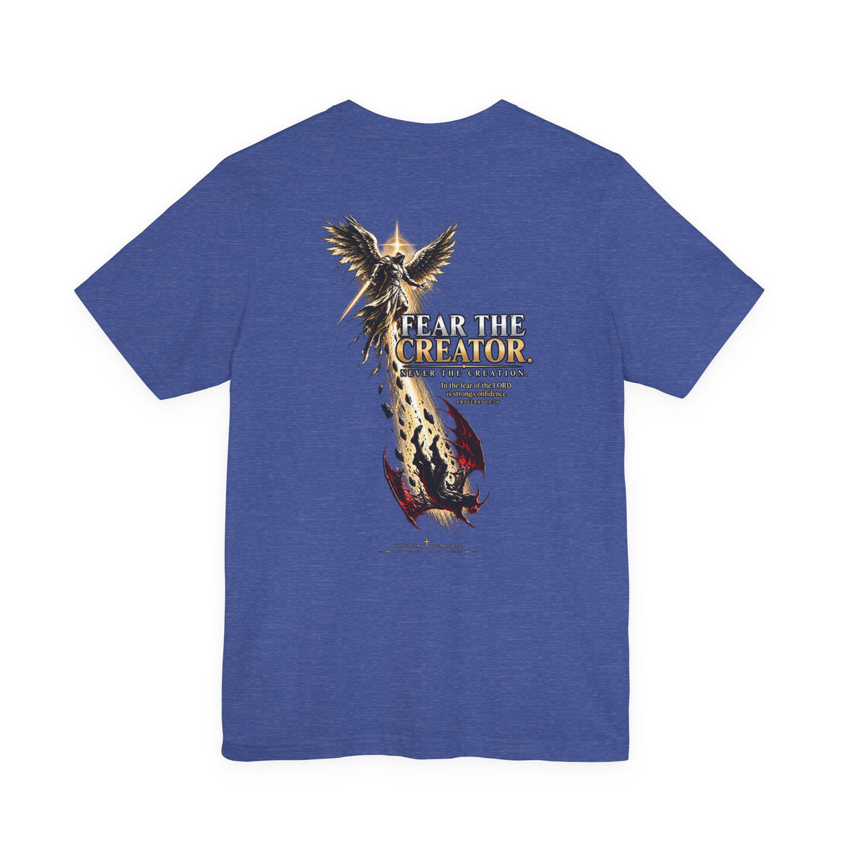 Fear the Creator Graphic Tee — Christian Cross & Winged Design