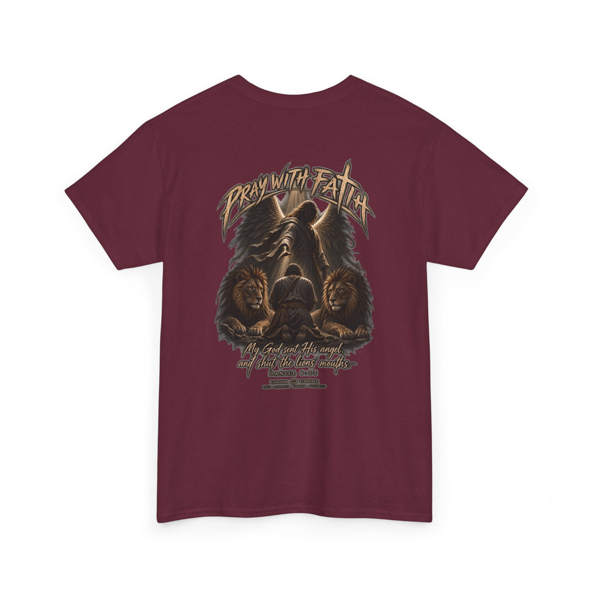 Pray With Faith Tee — Lion & Cross Christian Graphic T-Shirt
