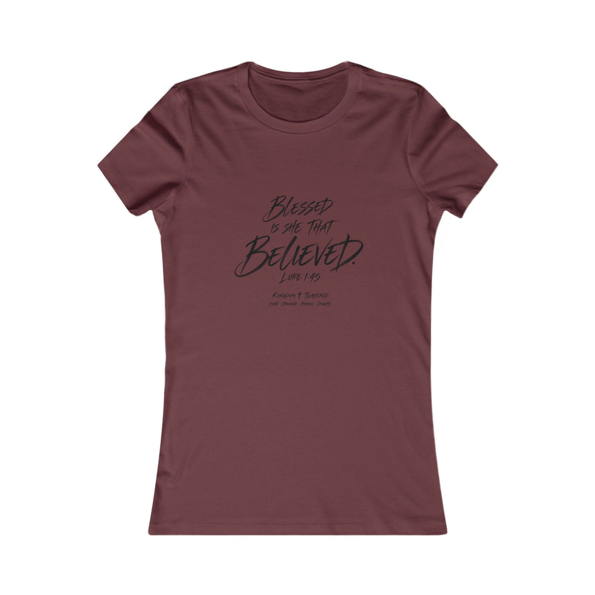 Blessed Is She That Believed Women’s Tee — Faith-Based Inspirational Shirt (Luke 1:45)