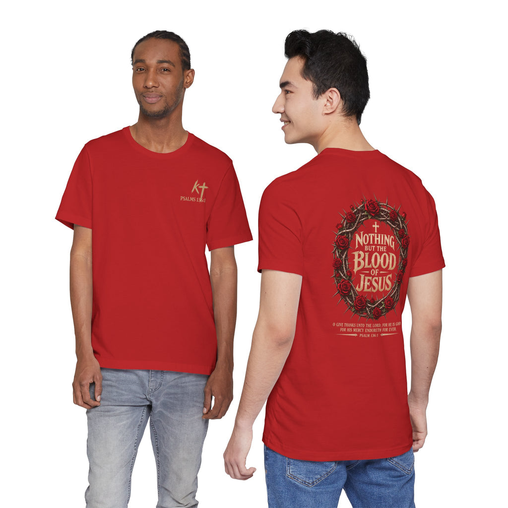 Nothing But the Blood of Jesus Tee — Christian Faith T‑Shirt with Crown of Thorns & Roses
